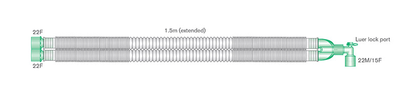 22mm skersmens Compact™ reguliuojamo ilgio kvėpavimo sistema, sistemos ilgis 1.5m