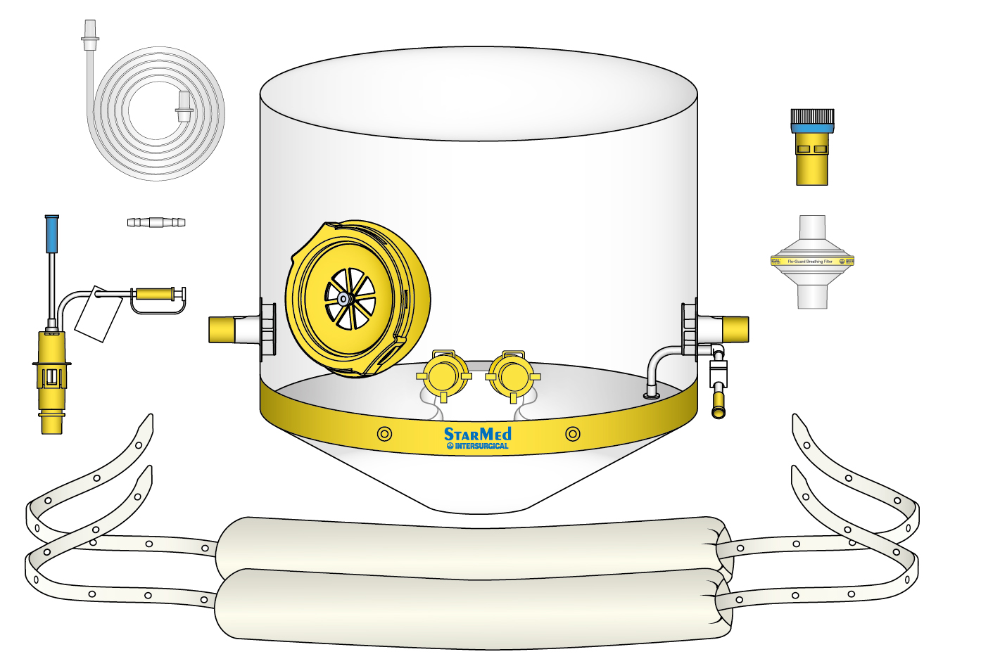 CaStar R šalmo rinkinys, skirtas NIV ir CPAP terapijai, su Venturi srauto generatoriumi ir PEEP vožtuvu, itin itin didelio dydžio (kaklo apimtis ≥50 cm)