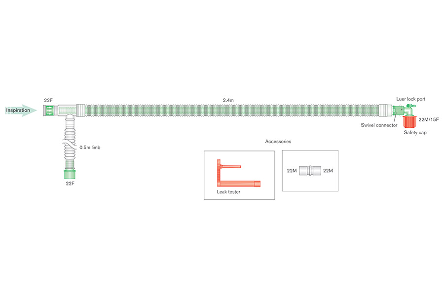 30mm skersmens UniFlow™ bendraašė kvėpavimo sistema, sistemos ilgis 2.4m