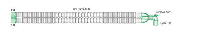22mm skersmens Compact™ reguliuojamo ilgio kvėpavimo sistema, ištemptos sistemos ilgis 3.0m
