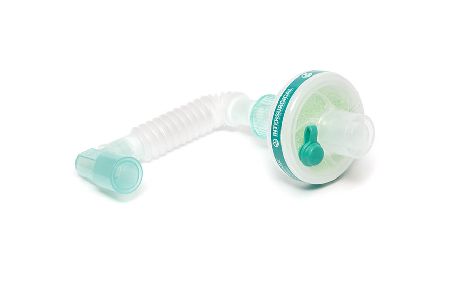 Clear-Therm™ 3 kombinuotas kvėpavimo filtras su luer anga, Superset™ paciento jungtele su fiksuota alkūne