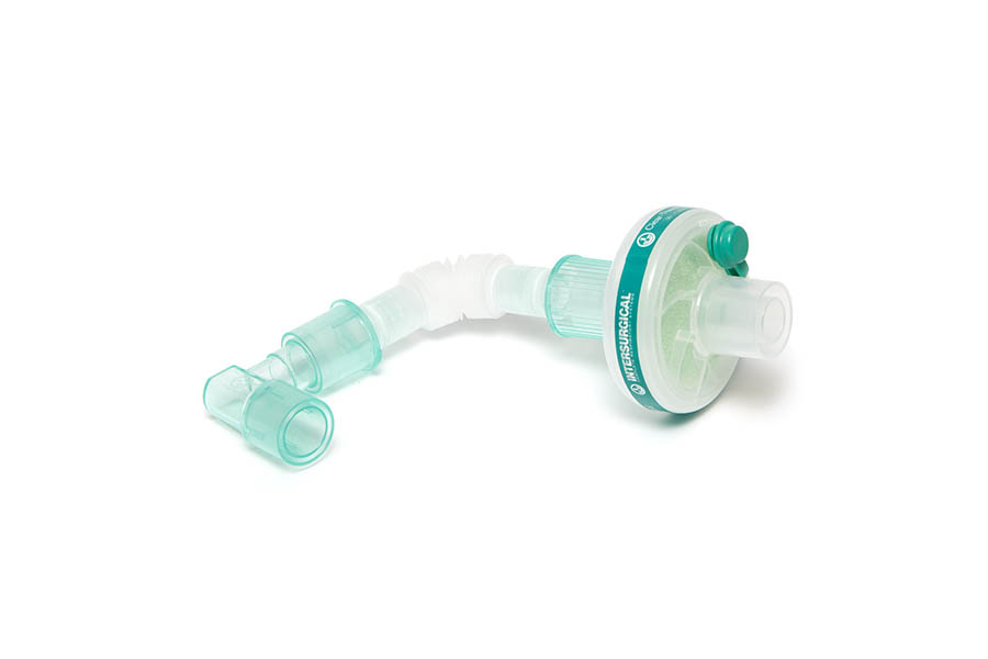 Clear-Therm™ 3 kombinuotas kvėpavimo filtras su luer anga, Superset™ paciento jungtele ir alkūne