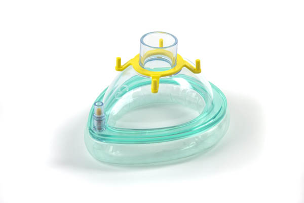 Anesteziologinė veido kaukė, vanilės kvapo, su geltonu hook žiedu, suaugusiems, dydis 3, pajungimas 22F 