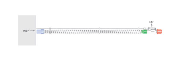 22mm diametro Smoothbore lygiasienė vieno vamzdžio kvėpavimo sistema su iškvėpimo vožtuvu, sistemos ilgis ≥ 1.8m