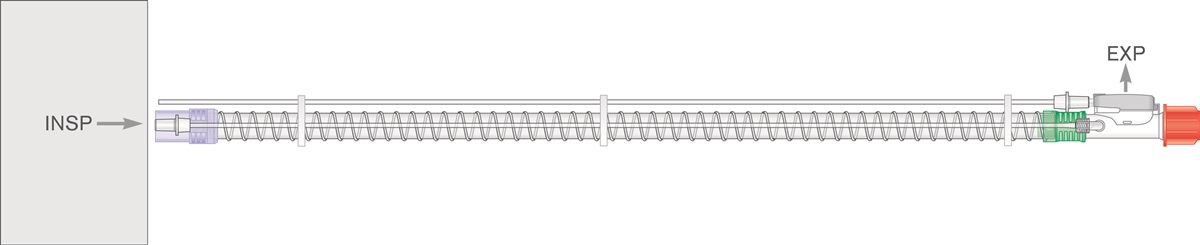 22mm diametro Smoothbore lygiasienė kvėpavimo sistema su iškvėpimo vožtuvu, sistemos ilgis 1.6m