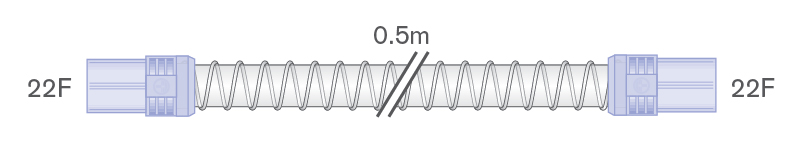 22mm diametro lygiasienė Smoothbore atšaka su elastinėmis jungtimis galuose, jungtys 22F-22F, ilgis 0.5m