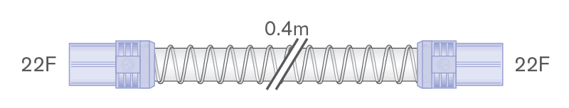 22mm diametro lygiasienė Smoothbore atšaka su elastinėmis jungtimis galuose, jungtys 22F-22F, ilgis 0.4m