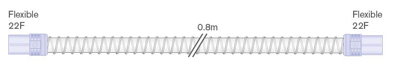 22mm diametro lygiasienė Smoothbore atšaka su elastinėmis jungtimis galuose, jungtys 22F-22F, ilgis 0.8m