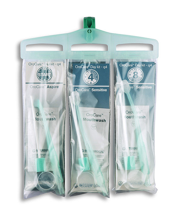 OroCare™ 24 valandų dienos rinkinys su chlorheksidinu burnos skalavimui - q4 (valymui kas 4 valandas) 